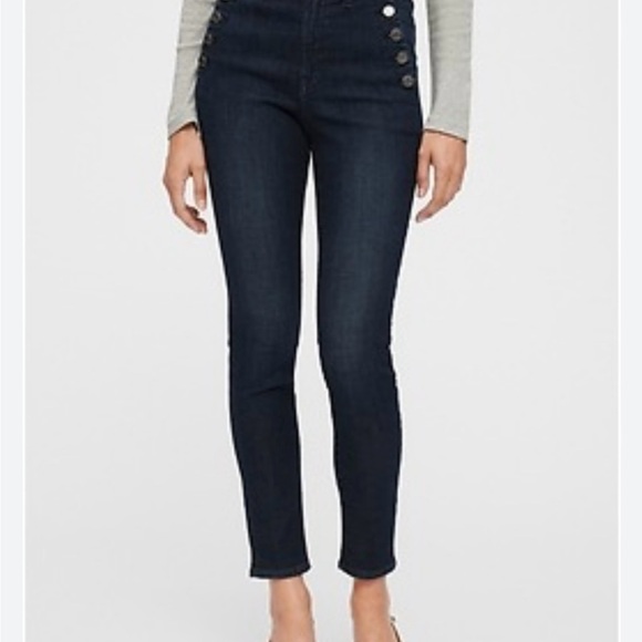 GAP High Rise Universal Legging Jeans With Button Pockets, Dark Blue, Size 10/30 - Picture 2 of 16